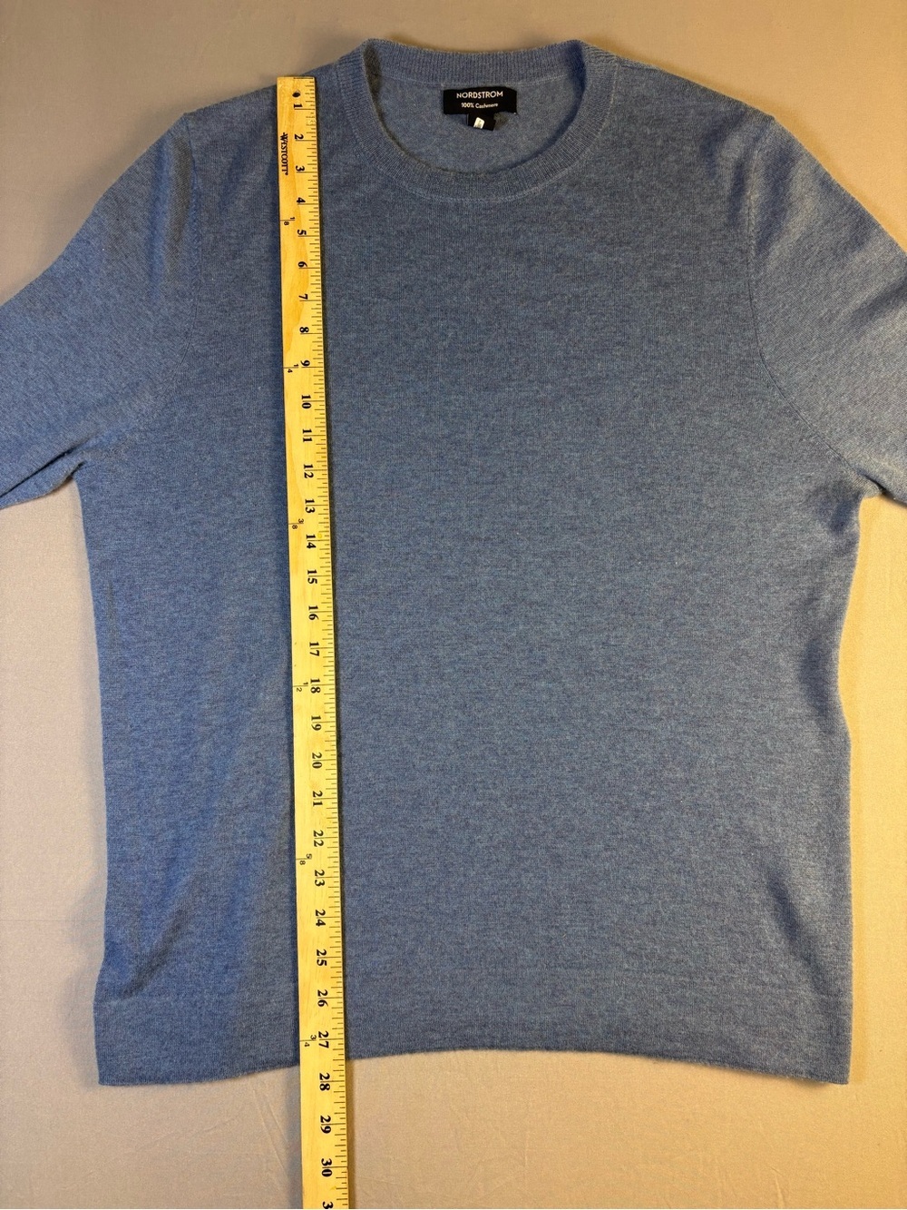 Nordstrom 100% Cashmere Crewneck Sweater - Heather Blue Size Large - Picture 5 of 6